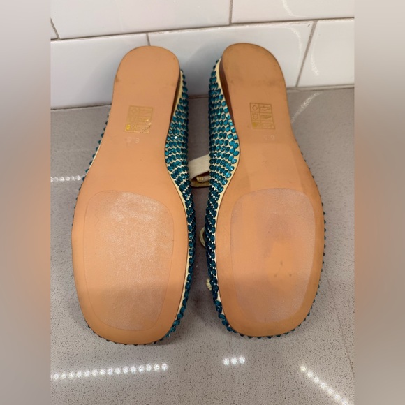 Jeffrey Campbell Prima J - Teal Crystal and Yellow Ballet Flats / Mary Janes - Picture 4 of 5